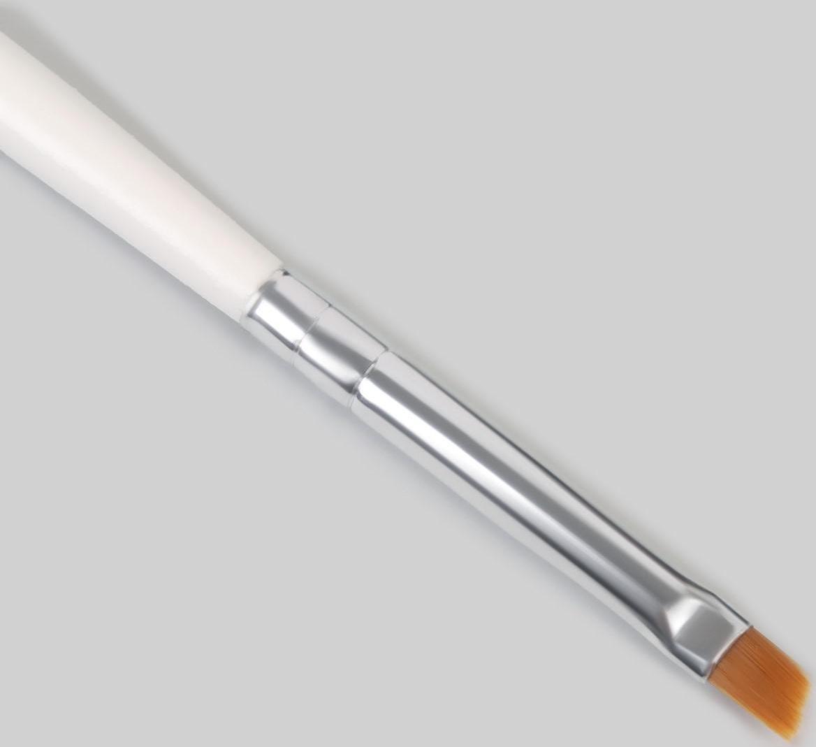 Кисть для наращивания и дизайна ногтей, скошенная, плоская, 17,5 см, ворс 6 × 5 мм, цвет белый