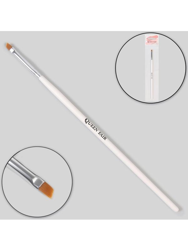 Кисть для наращивания и дизайна ногтей, скошенная, плоская, 17,5 см, ворс 6 × 5 мм, цвет белый