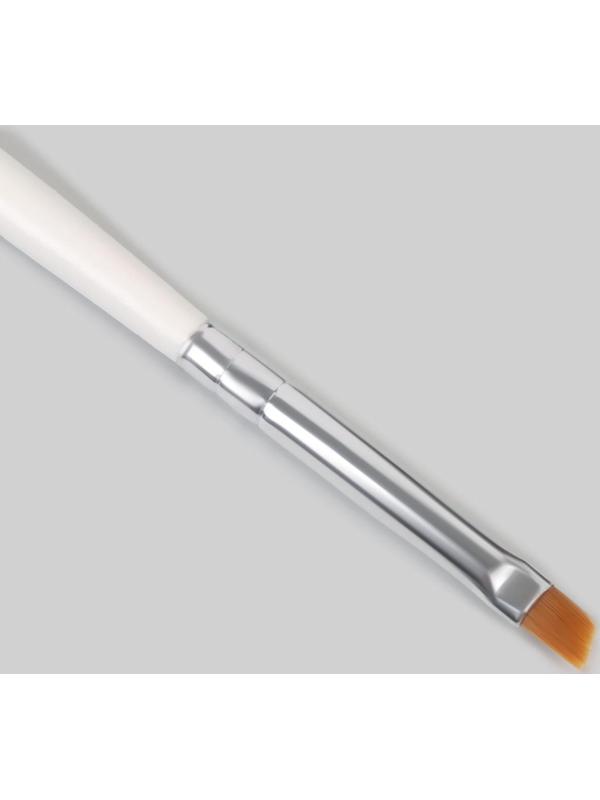 Кисть для наращивания и дизайна ногтей, скошенная, плоская, 17,5 см, ворс 6 × 5 мм, цвет белый