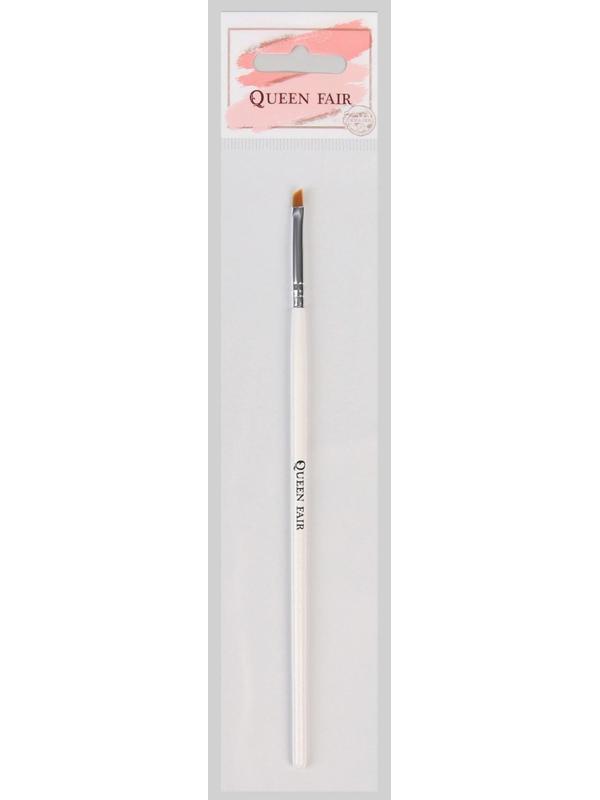 Кисть для наращивания и дизайна ногтей, скошенная, плоская, 17,5 см, ворс 6 × 5 мм, цвет белый