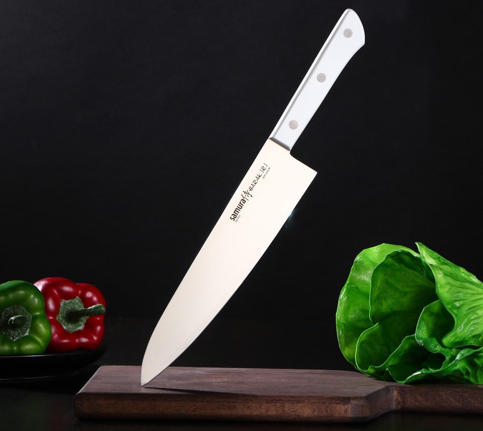 Нож кухонный Samura HARAKIRI, шеф, лезвие 20,8 см, белая рукоять