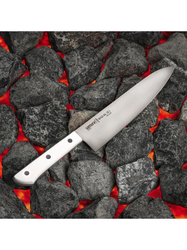 Нож кухонный Samura HARAKIRI, шеф, лезвие 20,8 см, белая рукоять