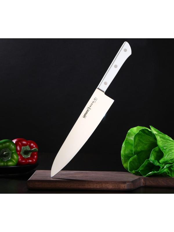 Нож кухонный Samura HARAKIRI, шеф, лезвие 20,8 см, белая рукоять