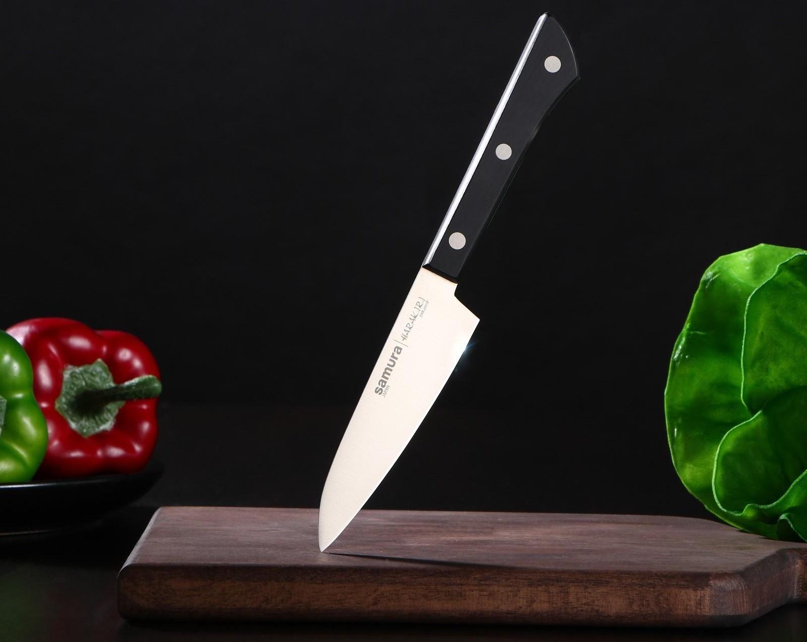 Нож кухонный Samura HARAKIRI, для овощей, лезвие 10 см, чёрная рукоять