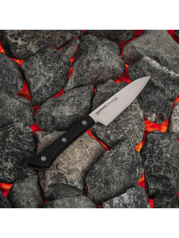 Нож кухонный Samura HARAKIRI, для овощей, лезвие 10 см, чёрная рукоять