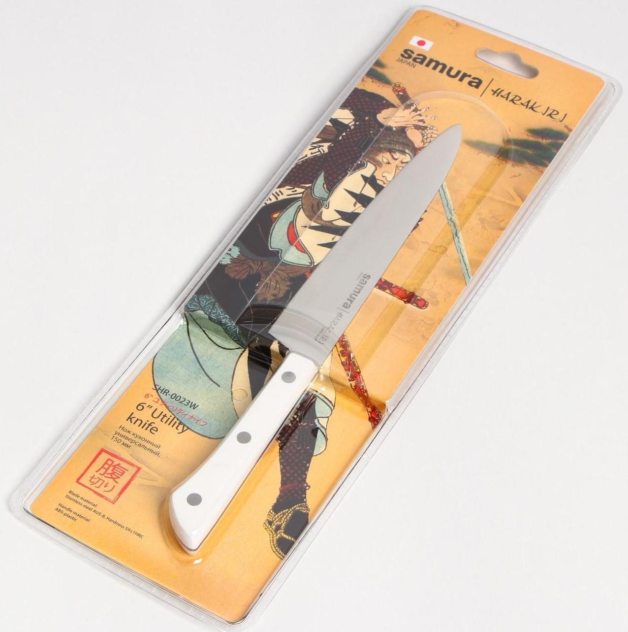 Нож кухонный Samura HARAKIRI, универсальный, лезвие 15 см, белая рукоять