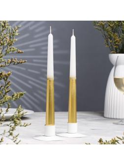 Набор свечей античных, 2,3х 24,5 см, 5 ч, 55 г, 2 штуки, золотисто-белый