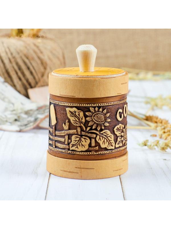 Туес «Подсолнушек», соль, 7×9 см, береста