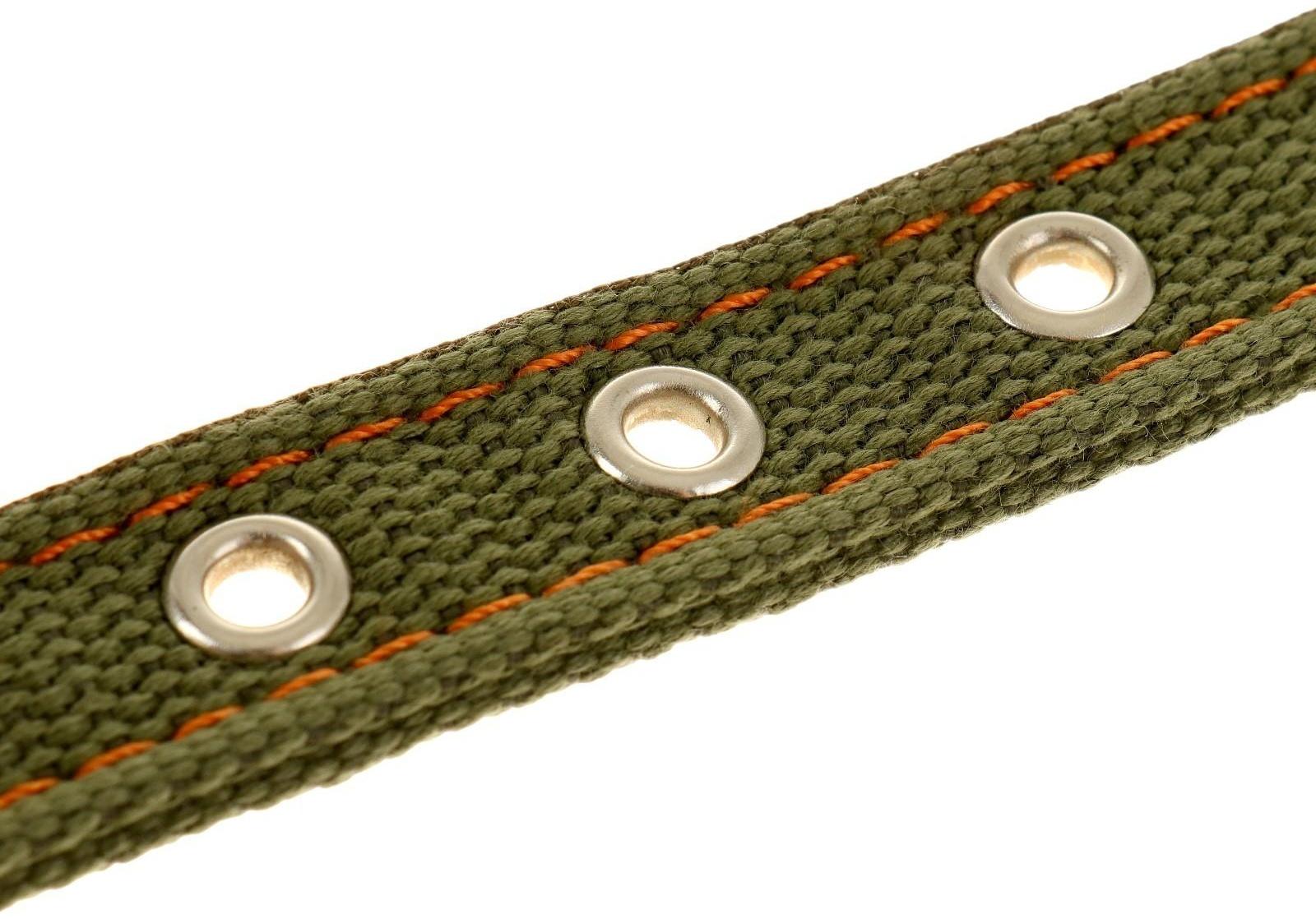 Ошейник брезентовый двухслойный, 50 х 2 см, ОШ 25-35 см, хаки