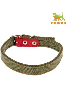 Ошейник брезентовый двухслойный, 50 х 2 см, ОШ 25-35 см, хаки