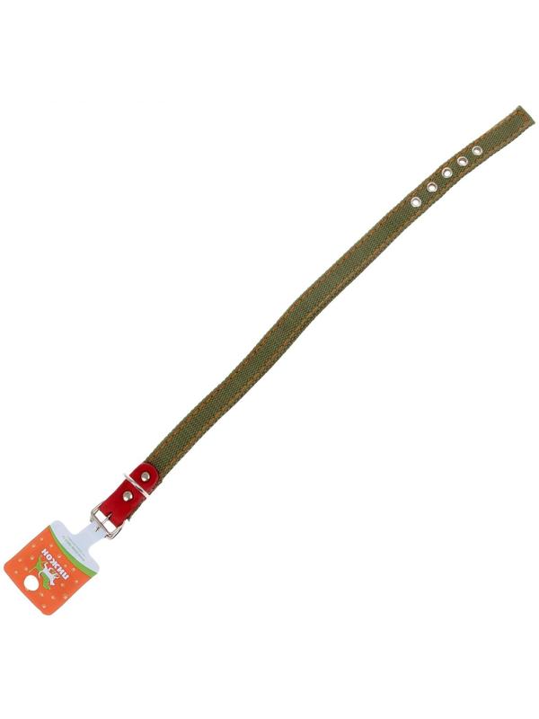 Ошейник брезентовый двухслойный, 50 х 2 см, ОШ 25-35 см, хаки
