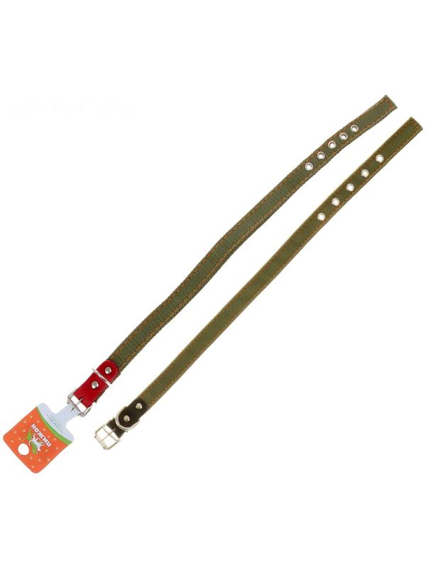 Ошейник брезентовый двухслойный, 50 х 2 см, ОШ 25-35 см, хаки