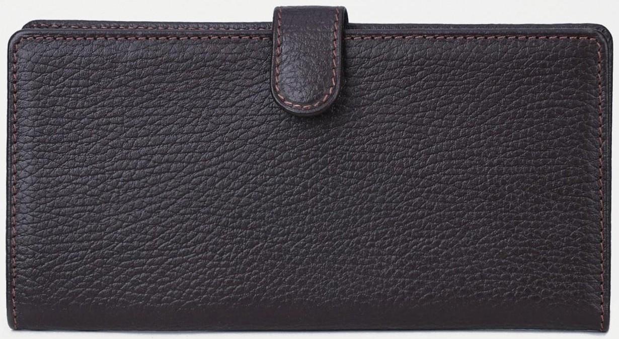 Портмоне на кнопке, для купюр, для карт, для монет, цвет коричневый