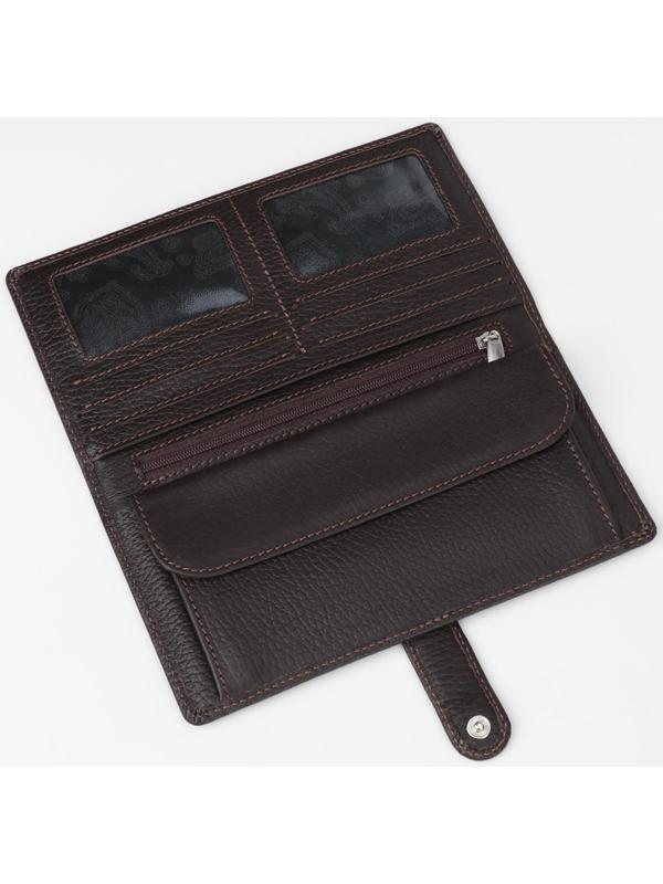 Портмоне на кнопке, для купюр, для карт, для монет, цвет коричневый