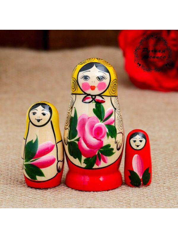 Матрёшка «Семёновская», 3 кукольная, 7 см, высшая категория