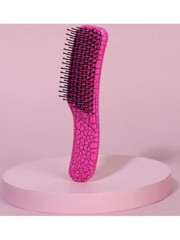 Расчёска массажная, 14,5 × 3 см, цвет розовый