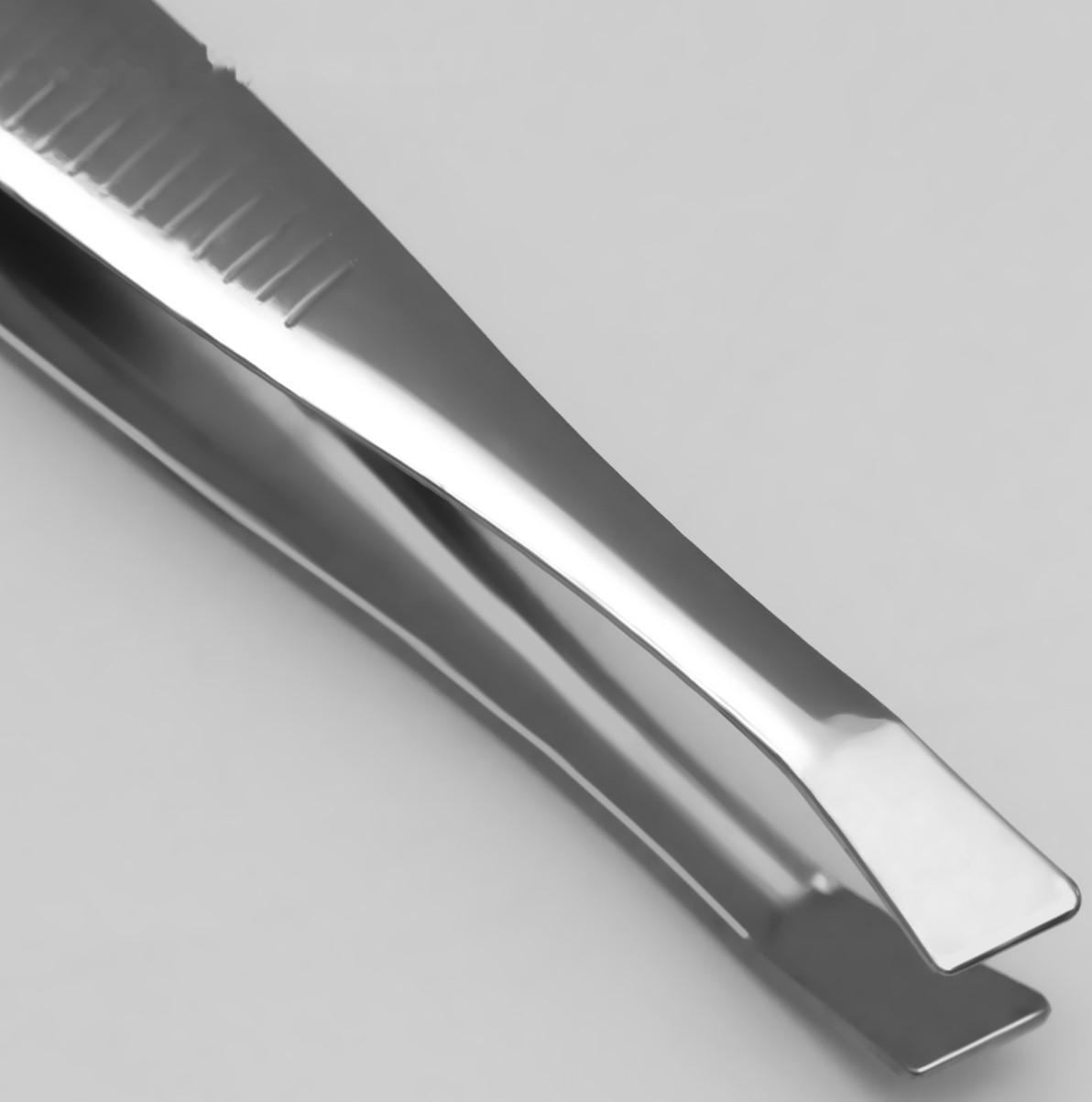 Пинцет скошенный, узкий, 8,5 см, цвет серебристый