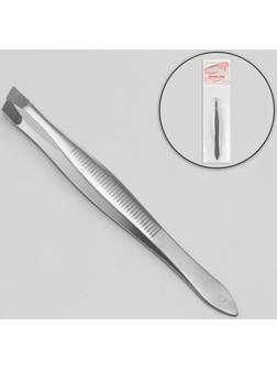 Пинцет скошенный, узкий, 8,5 см, цвет серебристый