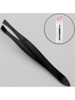 Пинцет скошенный, узкий, 8,5 см, цвет чёрный