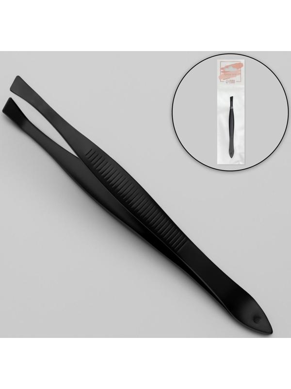 Пинцет скошенный, узкий, 8,5 см, цвет чёрный