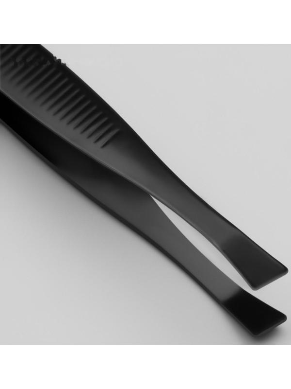 Пинцет скошенный, узкий, 8,5 см, цвет чёрный