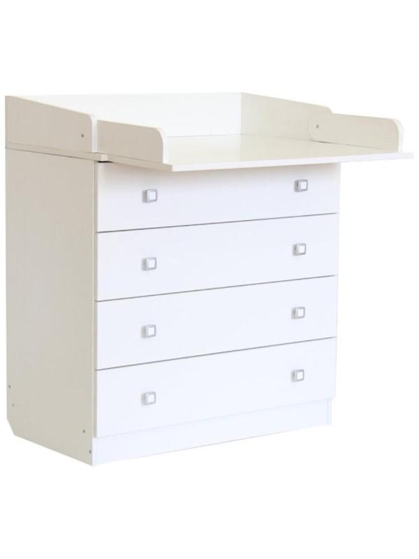 Комод детский с пеленальным столиком 804 «Фея 1580», 4 выдвижных ящика, цвет белый