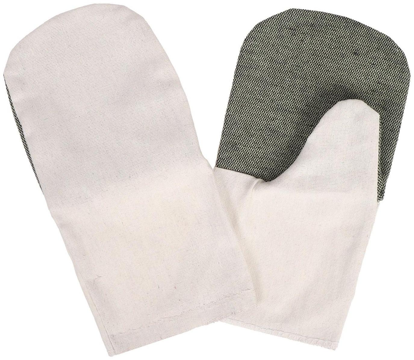 Рукавицы, двунитка 200 г, миткаль, наладонник брезент 420 г, белые