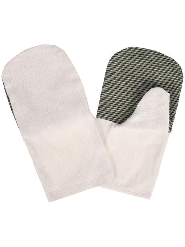 Рукавицы, двунитка 200 г, миткаль, наладонник брезент 420 г, белые