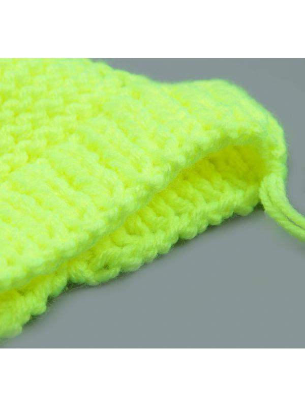 Шапка вязаная для собак, с помпоном, M-L (объем головы 28 см, высота 9 см), микс