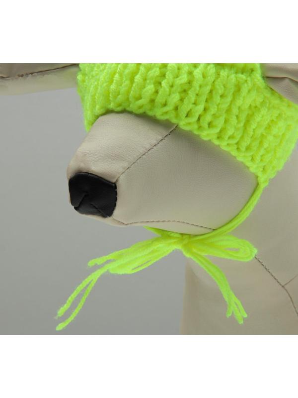 Шапка вязаная для собак, с помпоном, M-L (объем головы 28 см, высота 9 см), микс