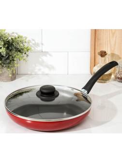 Сковорода Blaze, d=28 см, стеклянная крышка, антипригарное покрытие, цвет красный