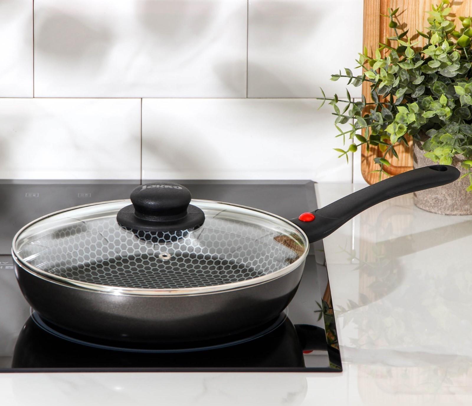 Cковорода Forever, d=24 см, съёмная ручка, стеклянная крышка, антипригарное покрытие, цвет металлик