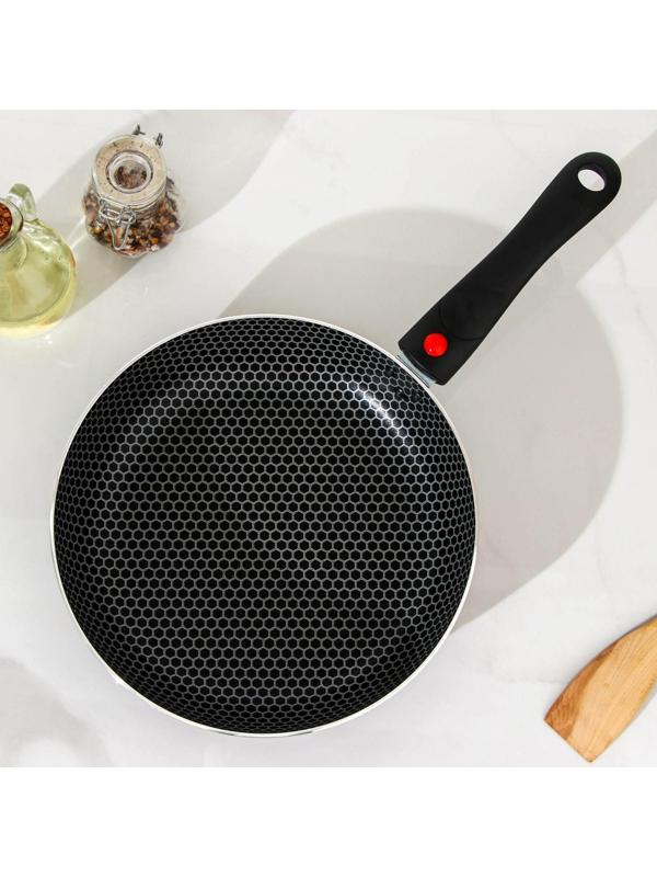 Cковорода Forever, d=24 см, съёмная ручка, стеклянная крышка, антипригарное покрытие, цвет металлик