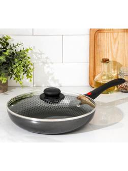 Cковорода Forever, d=26 см, съёмная ручка, стеклянная крышка, антипригарное покрытие, цвет синий