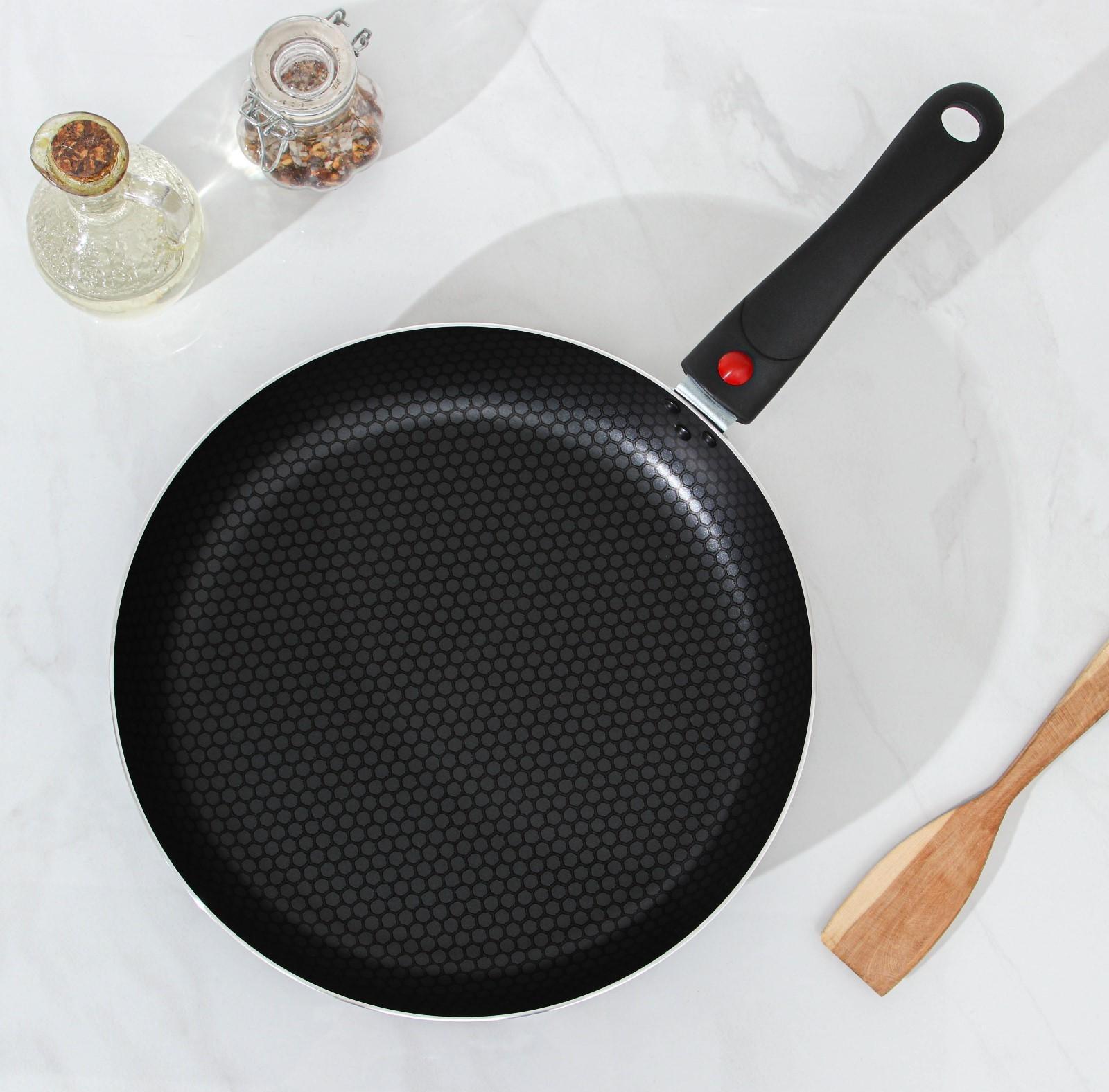 Cковорода Forever, d=28 см, съёмная ручка, стеклянная крышка, антипригарное покрытие, цвет тёмно-серый