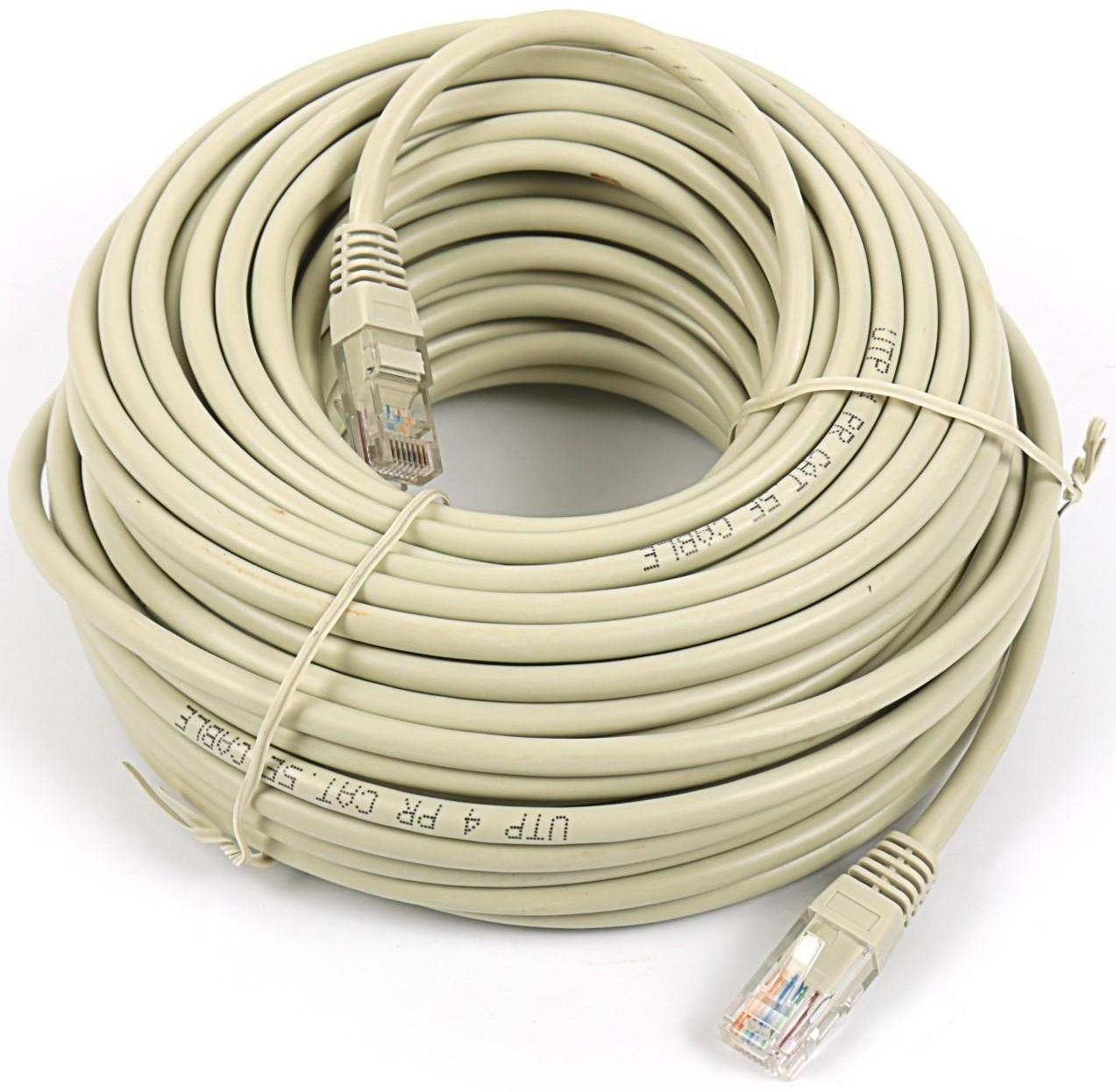 Патч-корд Gembird PP12e-20M, UTP 5е кат., RJ-45(m)-RJ-45(m), 20 м, серый