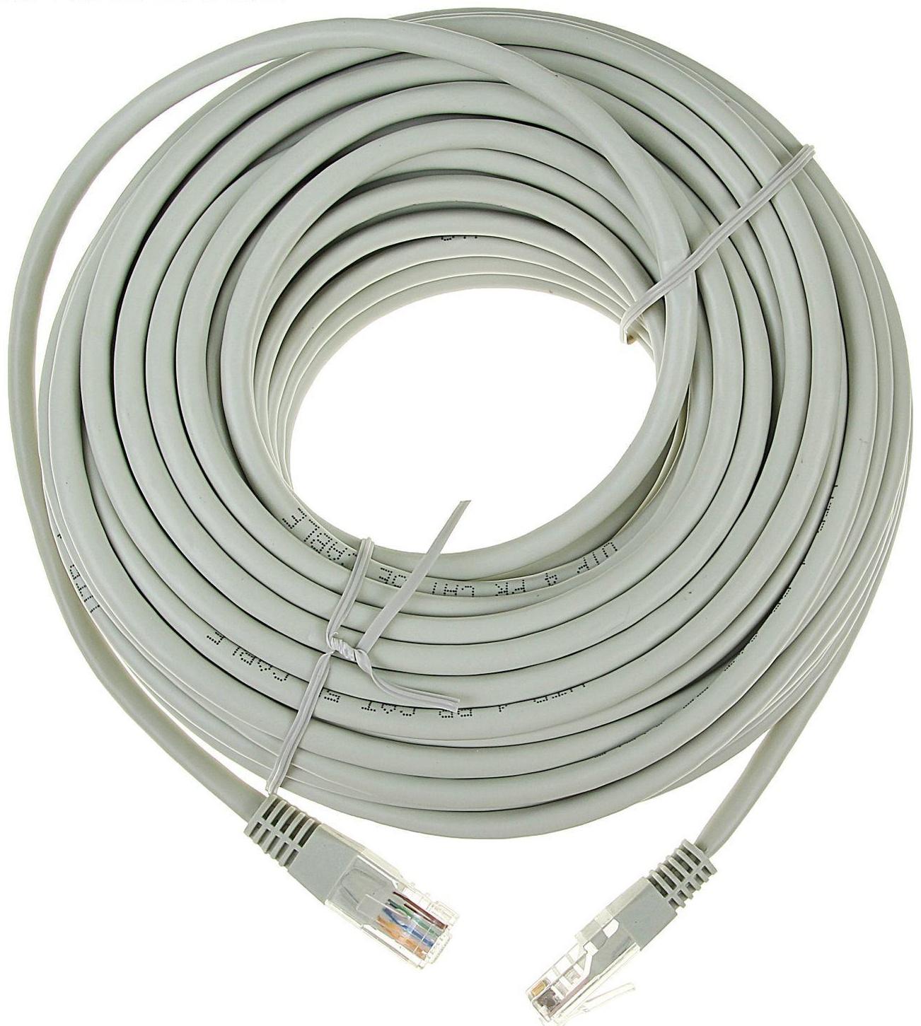 Патч-корд Gembird PP12e-20M, UTP 5е кат., RJ-45(m)-RJ-45(m), 20 м, серый