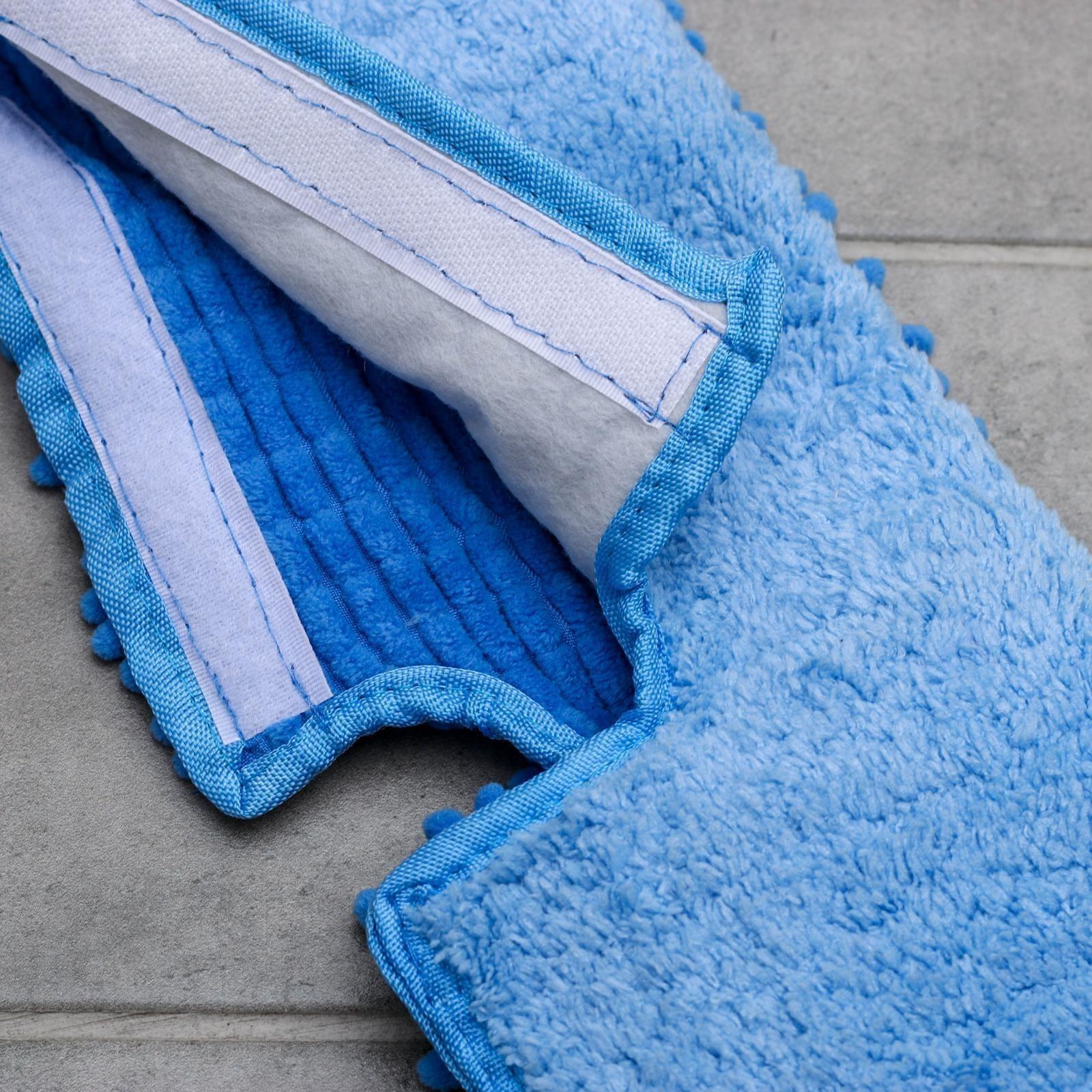 Насадка для плоской двусторонней швабры Доляна арт. 752845, 3092554, 40×14 см, микрофибра, букли, цвет МИКС