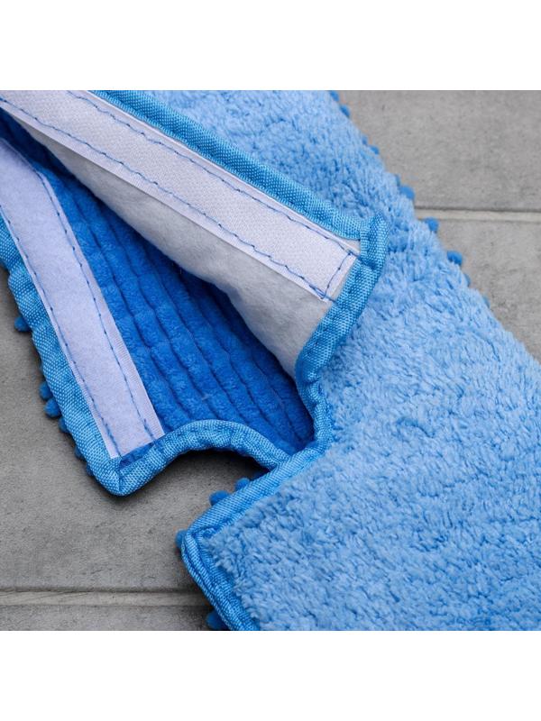 Насадка для плоской двусторонней швабры Доляна арт. 752845, 3092554, 40×14 см, микрофибра, букли, цвет МИКС