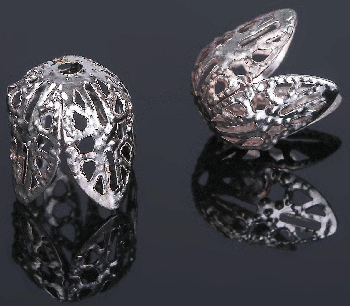 Шапочки для бусин (набор 20шт), СМ-051, 11х12 мм, цвет серебро