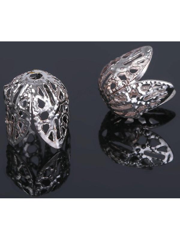 Шапочки для бусин (набор 20шт), СМ-051, 11х12 мм, цвет серебро