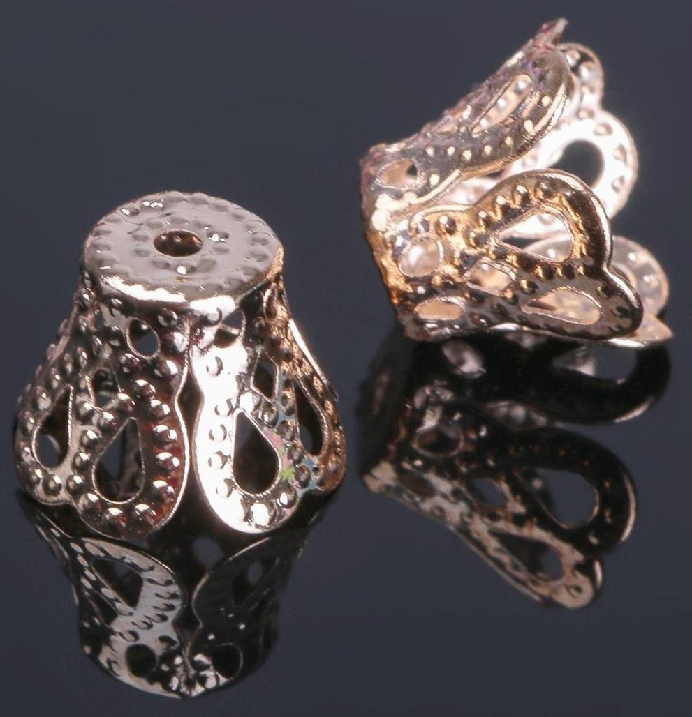 Шапочки для бусин (набор 50шт), СМ-091, 8х10 мм, цвет золото