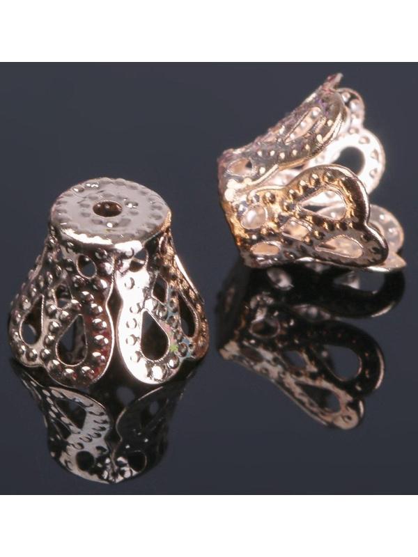 Шапочки для бусин (набор 50шт), СМ-091, 8х10 мм, цвет золото