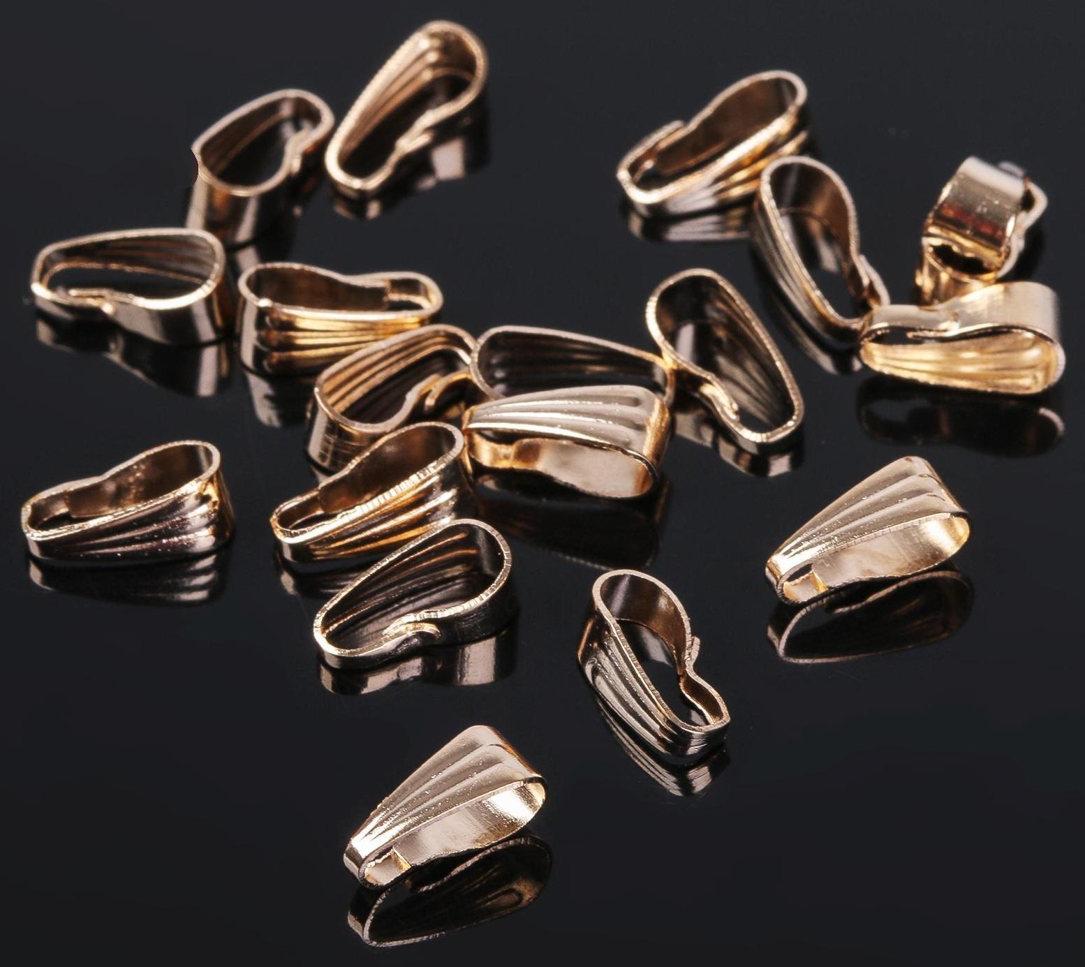 Держатель для кулонов, зажим (набор 20шт) 8*4мм, цвет золото