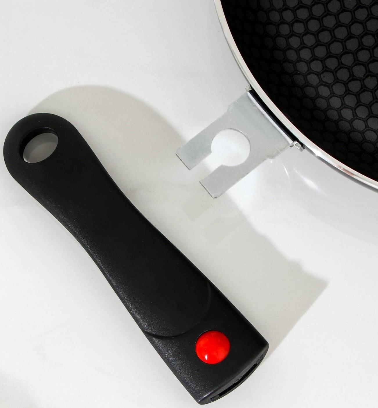 Сковорода Forever, d=22 см, съёмная ручка, стеклянная крышка, антипригарное покрытие, цвет чёрный