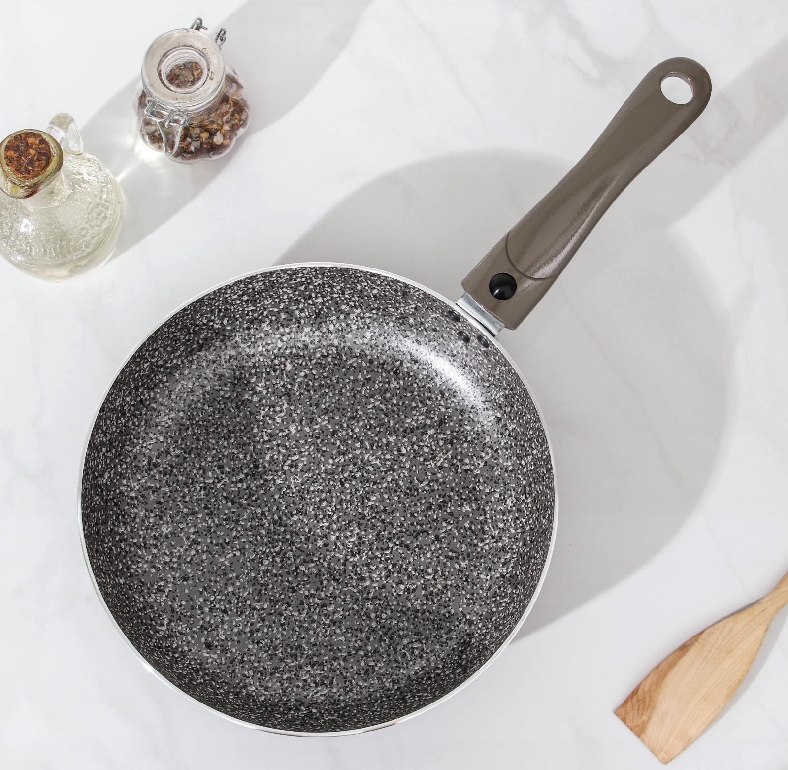 Сковорода Onyx, d=24 см, съёмная ручка, стеклянная крышка, антипригарное покрытие, цвет серый