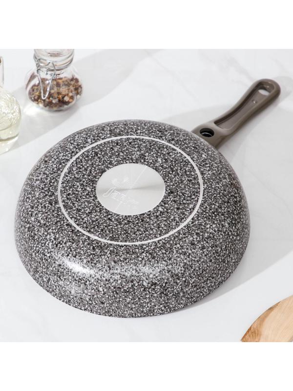 Сковорода Onyx, d=24 см, съёмная ручка, стеклянная крышка, антипригарное покрытие, цвет серый
