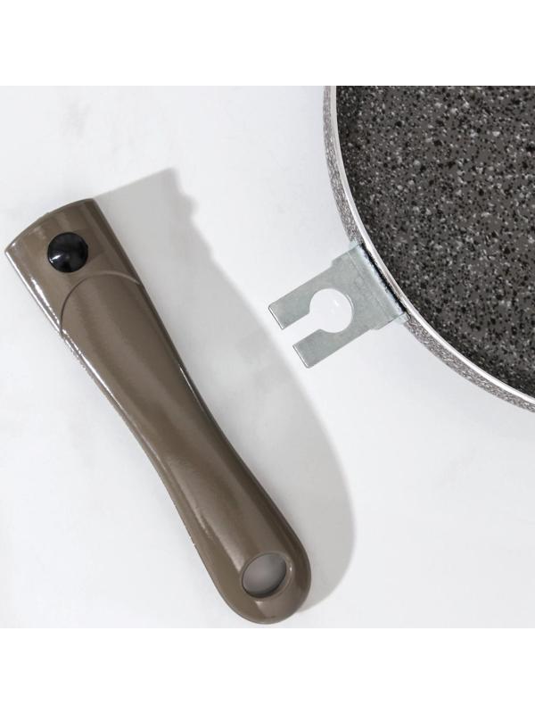 Сковорода Onyx, d=24 см, съёмная ручка, стеклянная крышка, антипригарное покрытие, цвет серый