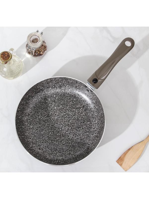 Сковорода Onyx, d=24 см, съёмная ручка, стеклянная крышка, антипригарное покрытие, цвет серый