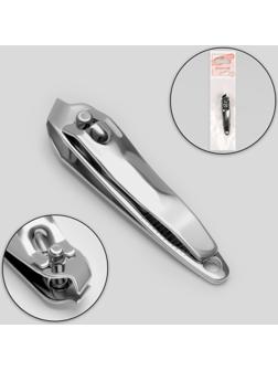 Кусачки-книпсер маникюрные, скошенное лезвие, 6 см, цвет серебристый